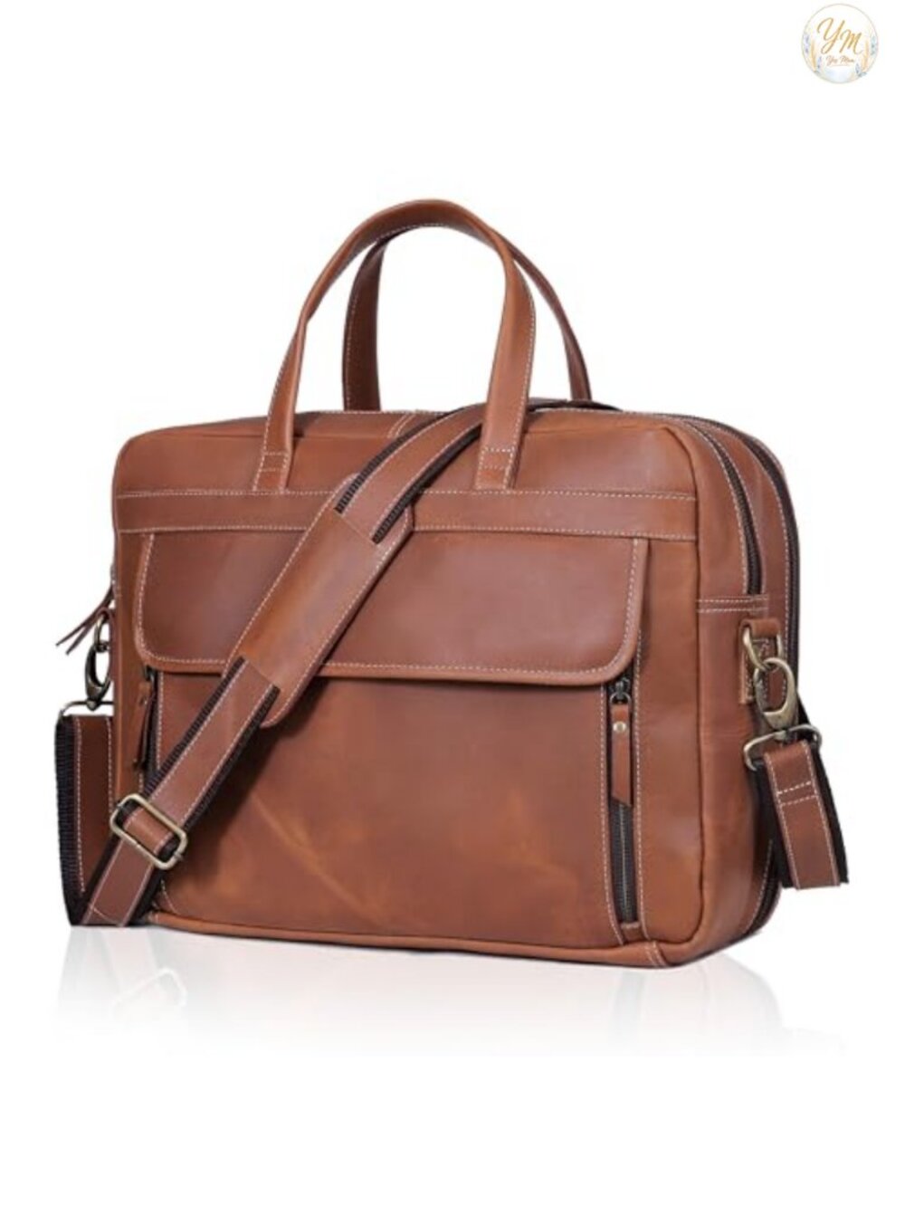 Full Grain Italian Leather Briefcase Men's Handcrafted Laptop Bag Multiple